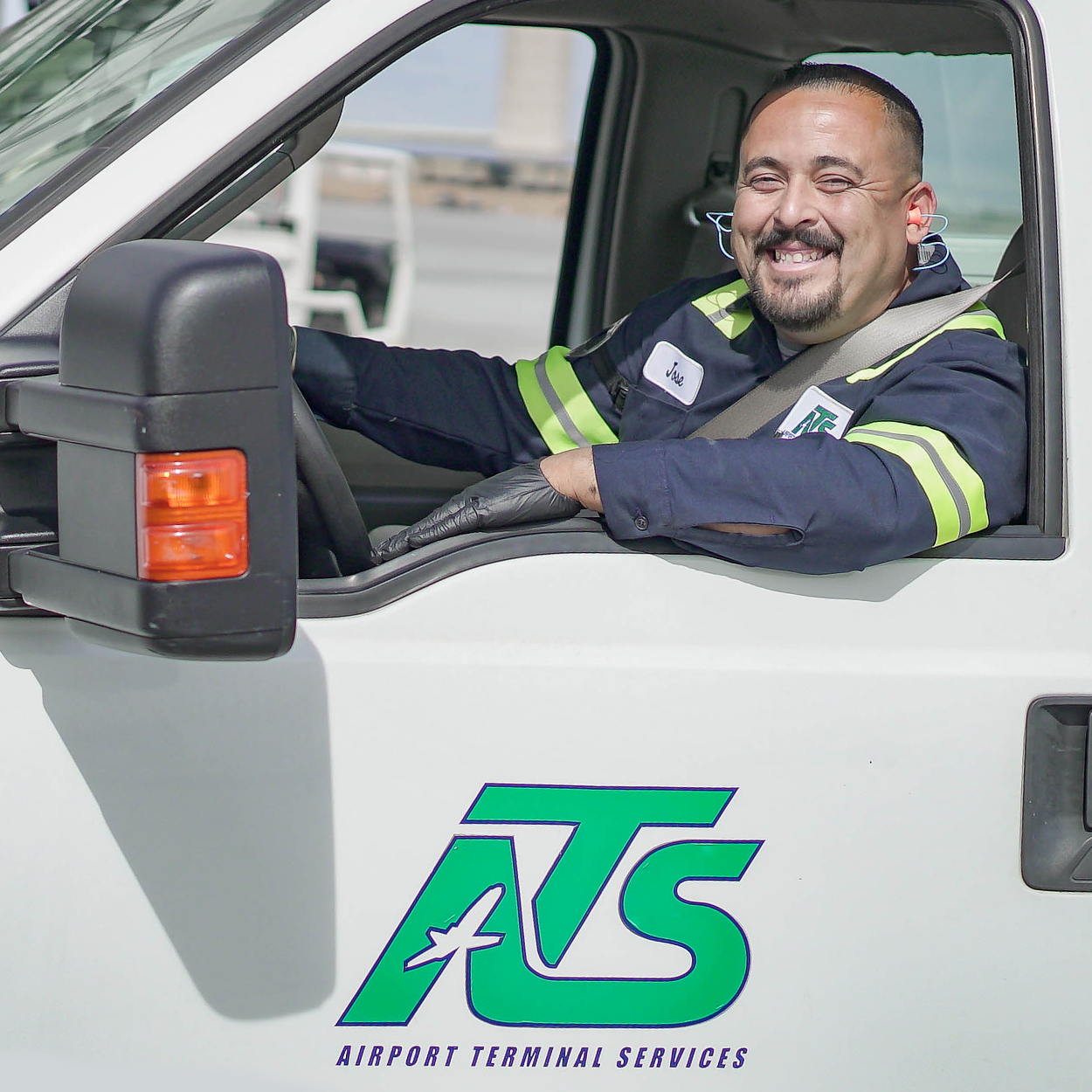 ATS employee in an ATS truck