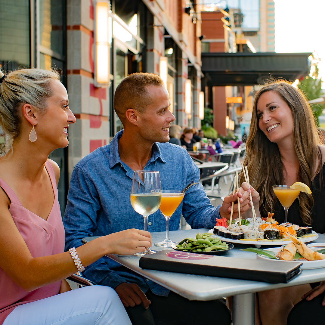customers dining at drunken fish on outdoor patio